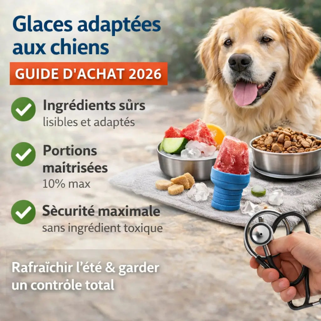 Guide d’achat glaces pour chien 2026 • critères simples • sécurité ingrédients • portions maîtrisées