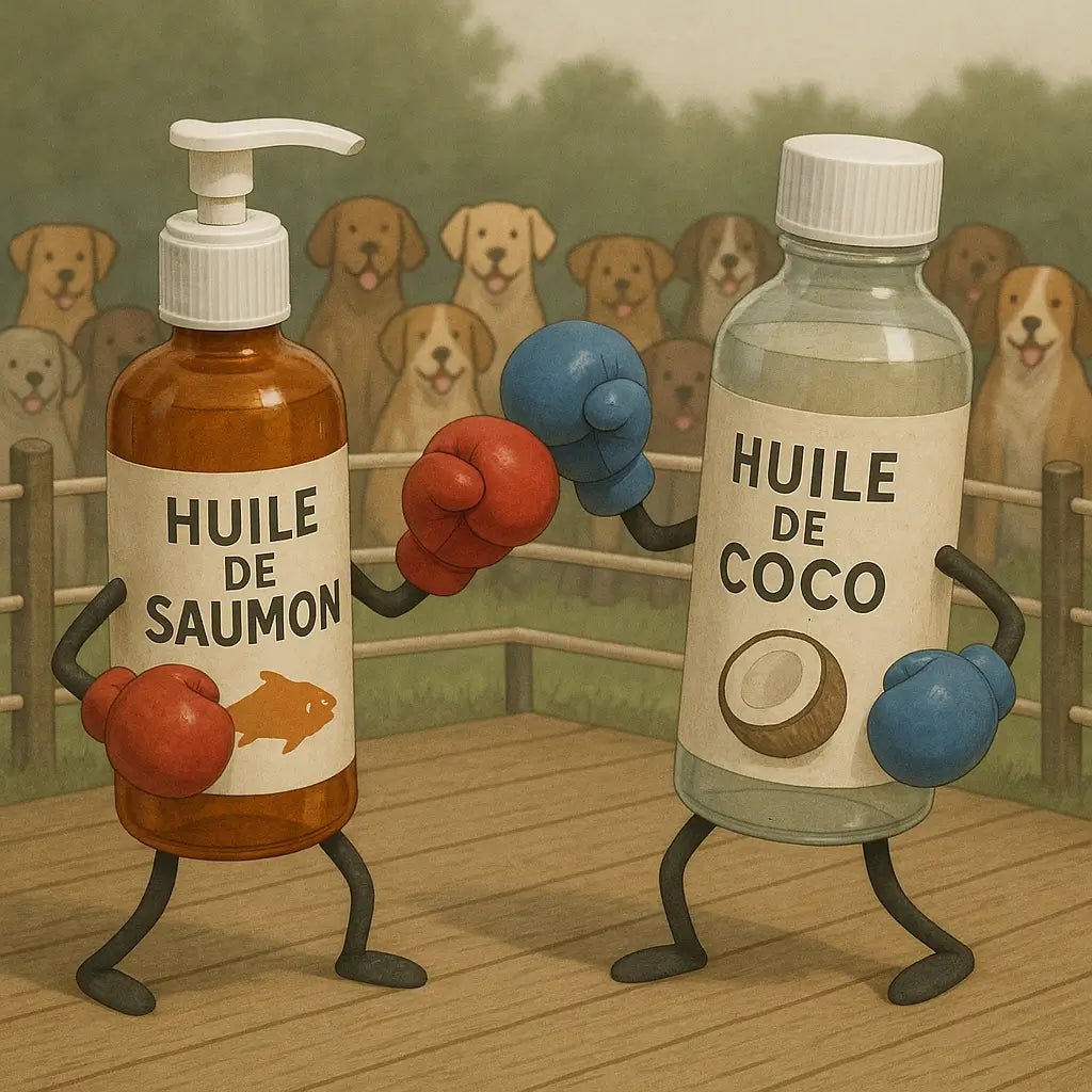 Huile de saumon ou huile de coco pour chien : laquelle choisir ?