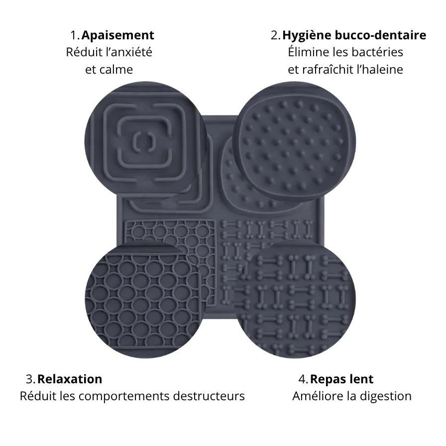Tapis de léchage pour chien avec ventouses
