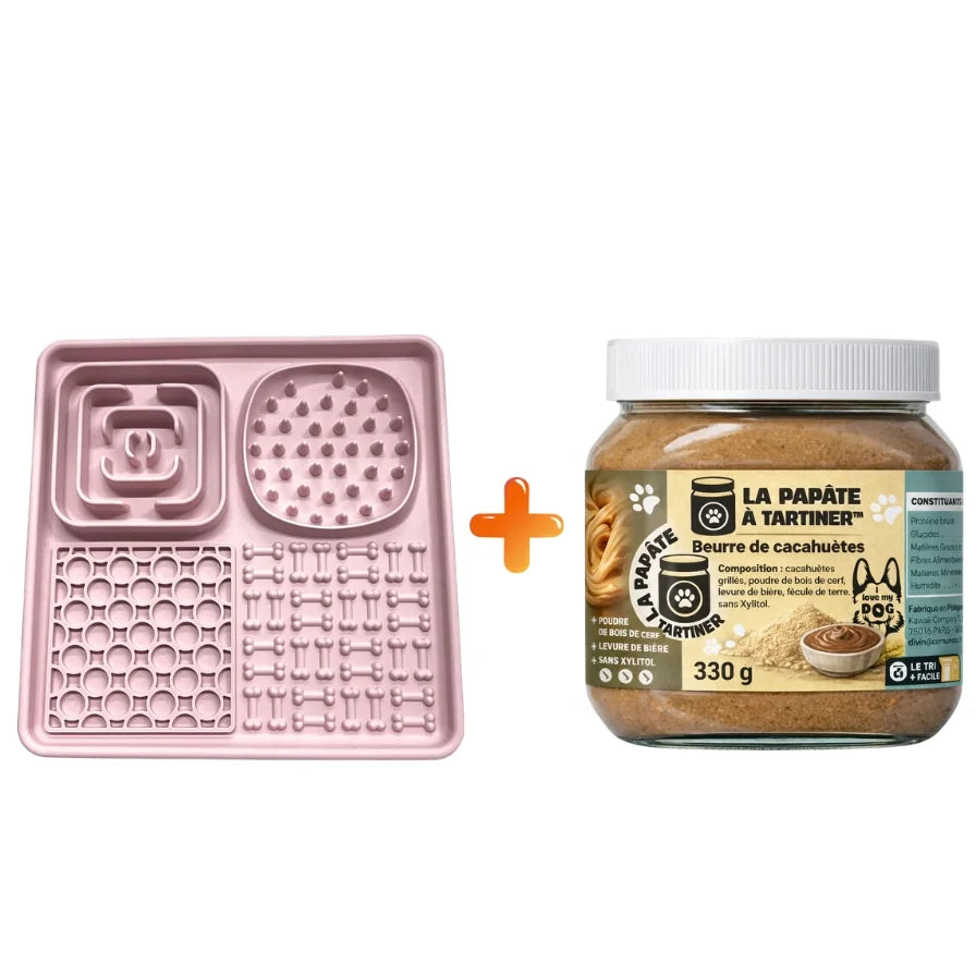 tapis de léchage rose avec pate a tartiner