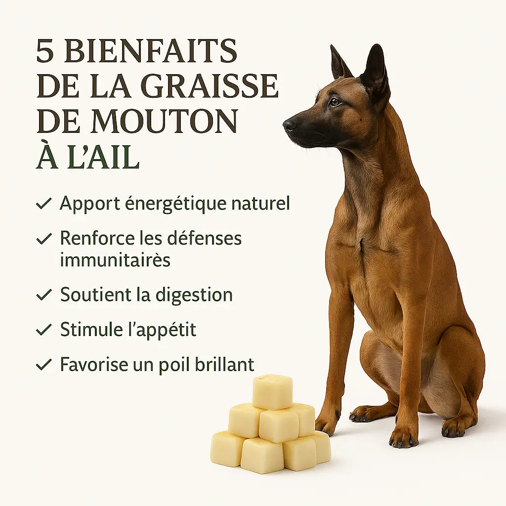 Cube de graisse de mouton à l&#39;ail pour chien