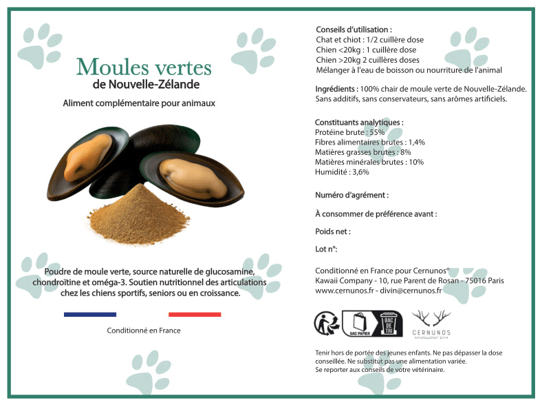 poudre de moule verte pour chien