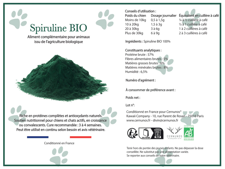 Spiruline pour chien